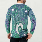 Sea Turtle Torres Strait Islands Button Sweatshirt Pacific Indigenous Australian Oceanic Dot Art