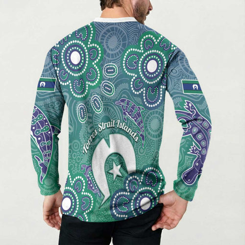 Sea Turtle Torres Strait Islands Button Sweatshirt Pacific Indigenous Australian Oceanic Dot Art