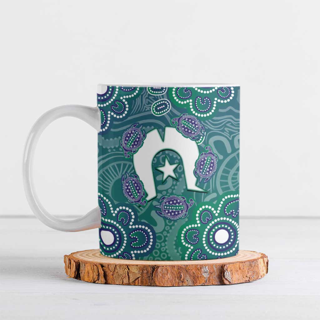 Sea Turtle Torres Strait Islands Ceramic Mug Pacific Indigenous Australian Oceanic Dot Art