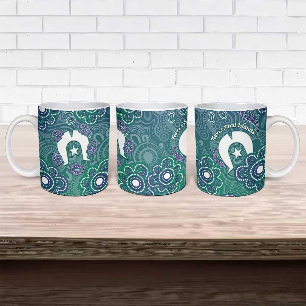 Sea Turtle Torres Strait Islands Ceramic Mug Pacific Indigenous Australian Oceanic Dot Art