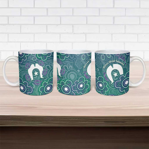 Sea Turtle Torres Strait Islands Ceramic Mug Pacific Indigenous Australian Oceanic Dot Art