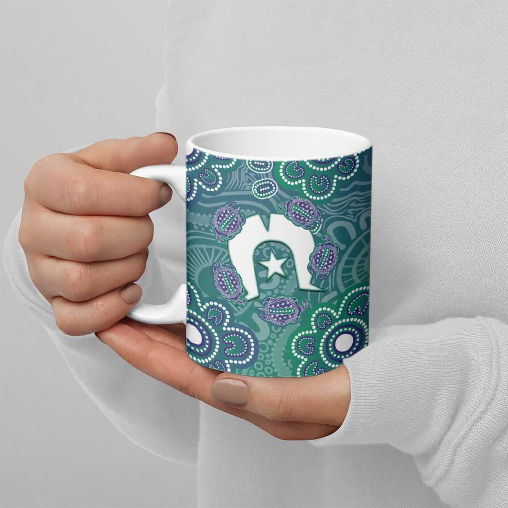 Sea Turtle Torres Strait Islands Ceramic Mug Pacific Indigenous Australian Oceanic Dot Art