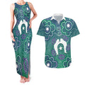 Sea Turtle Torres Strait Islands Couples Matching Tank Maxi Dress and Hawaiian Shirt Pacific Indigenous Australian Oceanic Dot Art