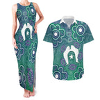 Sea Turtle Torres Strait Islands Couples Matching Tank Maxi Dress and Hawaiian Shirt Pacific Indigenous Australian Oceanic Dot Art
