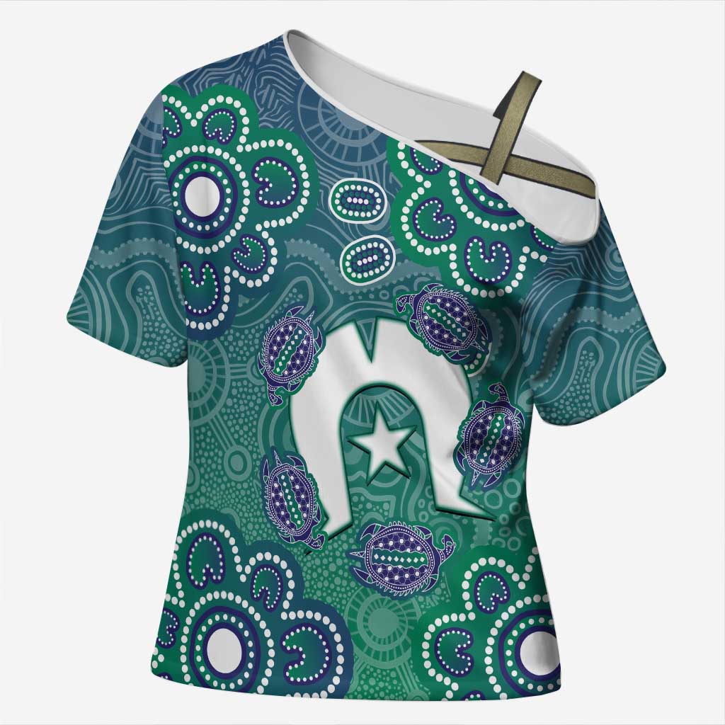 Sea Turtle Torres Strait Islands Cross Shoulder Shirt Pacific Indigenous Australian Oceanic Dot Art