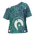 Sea Turtle Torres Strait Islands Cross Shoulder Shirt Pacific Indigenous Australian Oceanic Dot Art