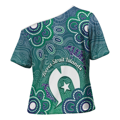 Sea Turtle Torres Strait Islands Cross Shoulder Shirt Pacific Indigenous Australian Oceanic Dot Art