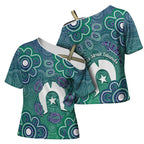 Sea Turtle Torres Strait Islands Cross Shoulder Shirt Pacific Indigenous Australian Oceanic Dot Art