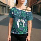 Sea Turtle Torres Strait Islands Cross Shoulder Shirt Pacific Indigenous Australian Oceanic Dot Art