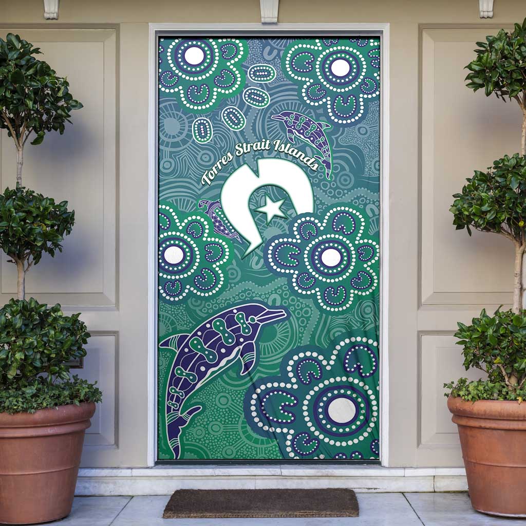 Sea Turtle Torres Strait Islands Door Cover Pacific Indigenous Australian Oceanic Dot Art