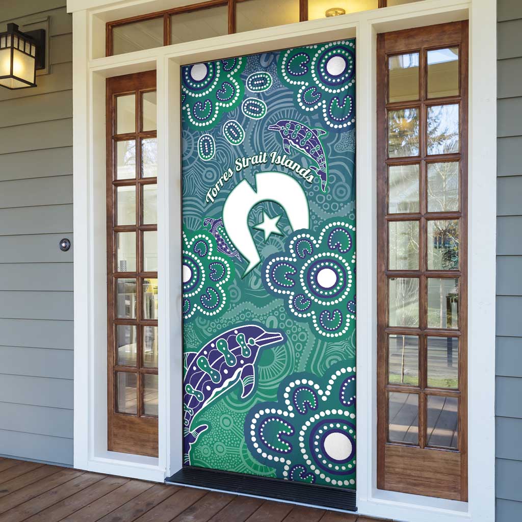 Sea Turtle Torres Strait Islands Door Cover Pacific Indigenous Australian Oceanic Dot Art