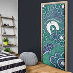 Sea Turtle Torres Strait Islands Door Cover Pacific Indigenous Australian Oceanic Dot Art