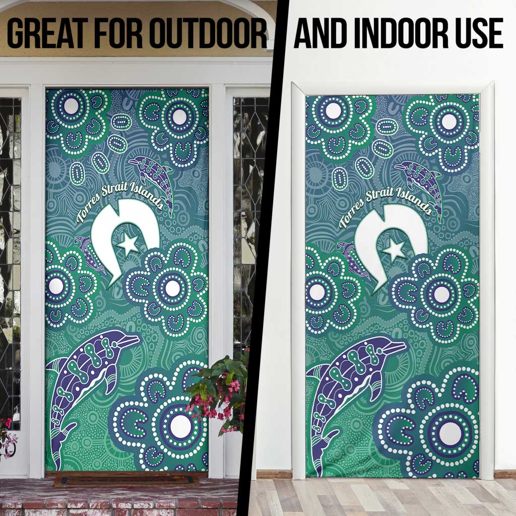 Sea Turtle Torres Strait Islands Door Cover Pacific Indigenous Australian Oceanic Dot Art