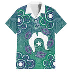 Sea Turtle Torres Strait Islands Family Matching Off The Shoulder Long Sleeve Dress and Hawaiian Shirt Pacific Indigenous Australian Oceanic Dot Art