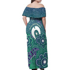 Sea Turtle Torres Strait Islands Family Matching Off Shoulder Maxi Dress and Hawaiian Shirt Pacific Indigenous Australian Oceanic Dot Art