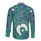 Sea Turtle Torres Strait Islands Family Matching Off Shoulder Short Dress and Hawaiian Shirt Pacific Indigenous Australian Oceanic Dot Art