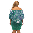 Sea Turtle Torres Strait Islands Family Matching Off Shoulder Short Dress and Hawaiian Shirt Pacific Indigenous Australian Oceanic Dot Art