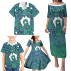 Sea Turtle Torres Strait Islands Family Matching Puletasi and Hawaiian Shirt Pacific Indigenous Australian Oceanic Dot Art