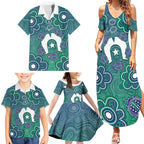 Sea Turtle Torres Strait Islands Family Matching Summer Maxi Dress and Hawaiian Shirt Pacific Indigenous Australian Oceanic Dot Art