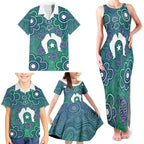 Sea Turtle Torres Strait Islands Family Matching Tank Maxi Dress and Hawaiian Shirt Pacific Indigenous Australian Oceanic Dot Art