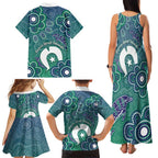 Sea Turtle Torres Strait Islands Family Matching Tank Maxi Dress and Hawaiian Shirt Pacific Indigenous Australian Oceanic Dot Art