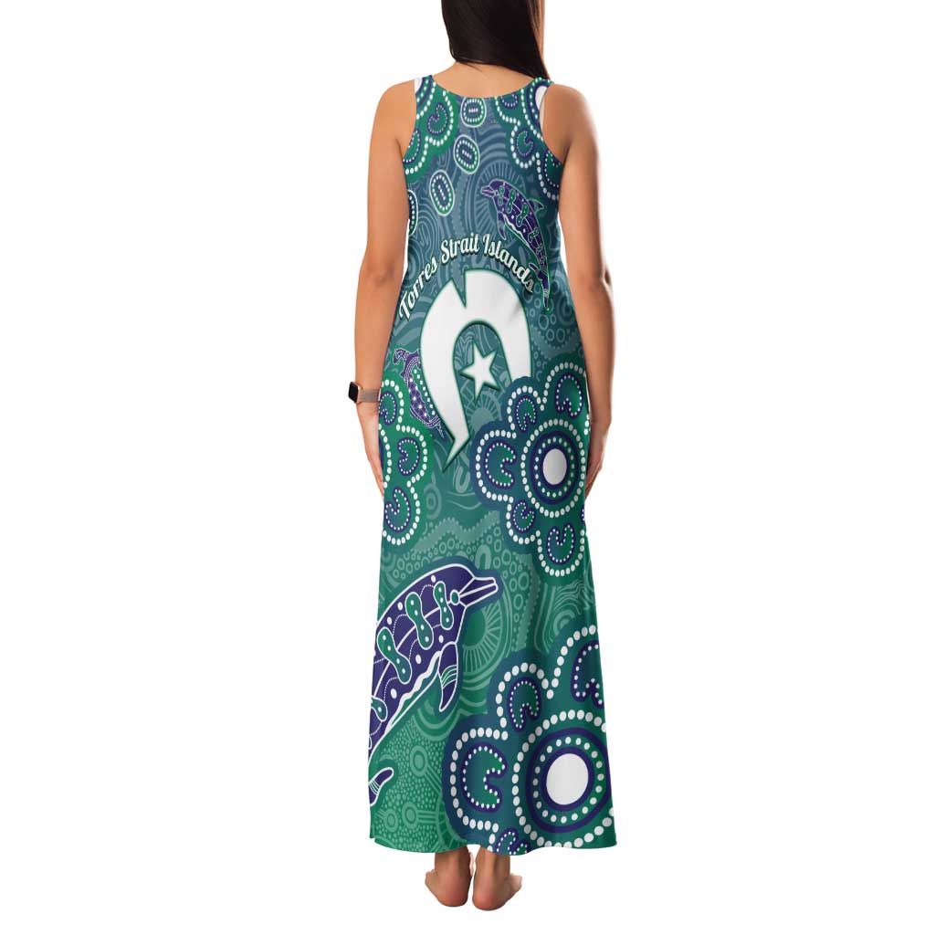 Sea Turtle Torres Strait Islands Family Matching Tank Maxi Dress and Hawaiian Shirt Pacific Indigenous Australian Oceanic Dot Art