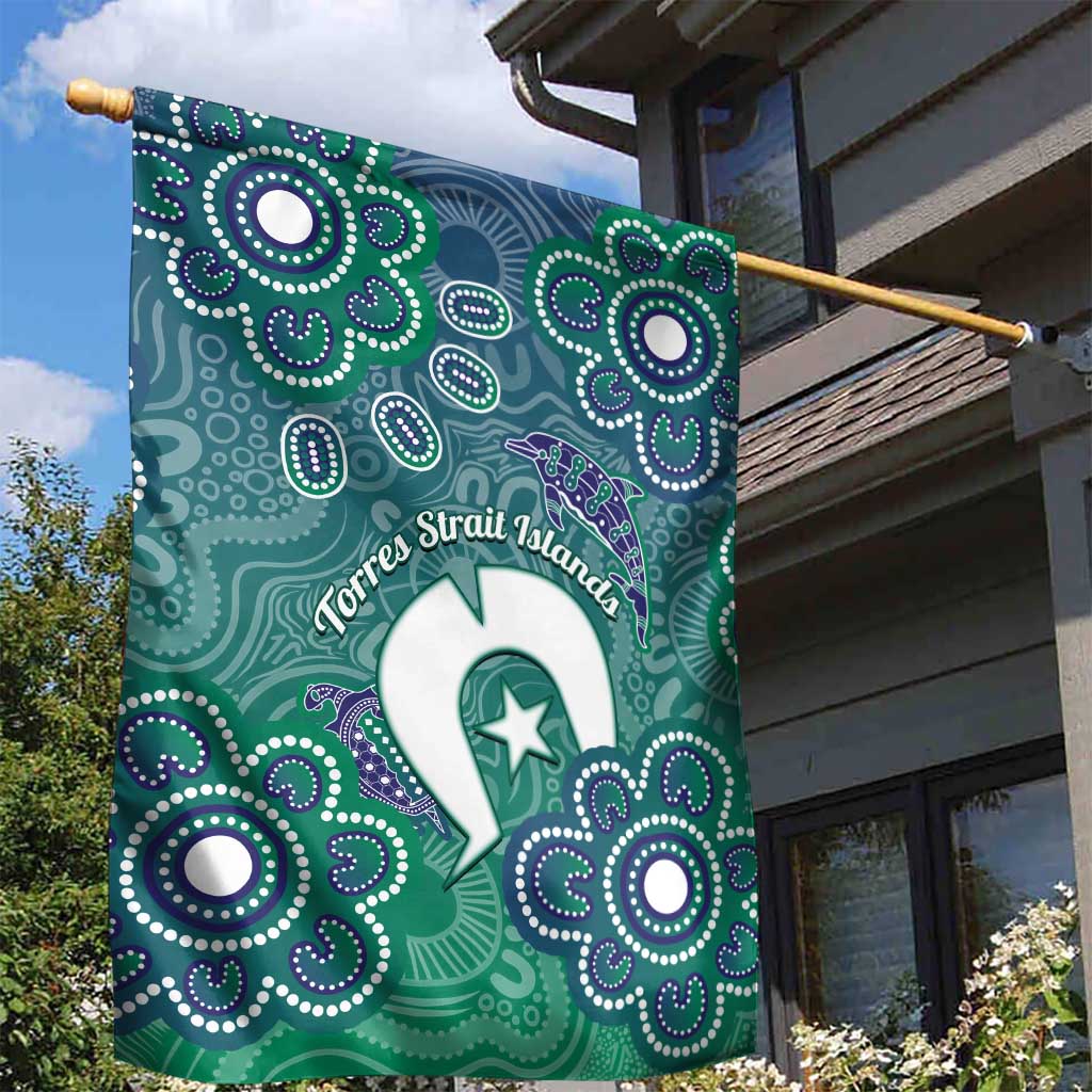 Sea Turtle Torres Strait Islands Garden Flag Pacific Indigenous Australian Oceanic Dot Art