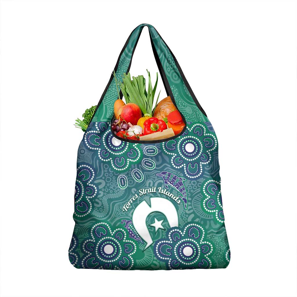 Sea Turtle Torres Strait Islands Grocery Bag Pacific Indigenous Australian Oceanic Dot Art
