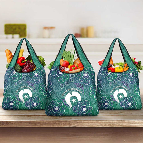 Sea Turtle Torres Strait Islands Grocery Bag Pacific Indigenous Australian Oceanic Dot Art