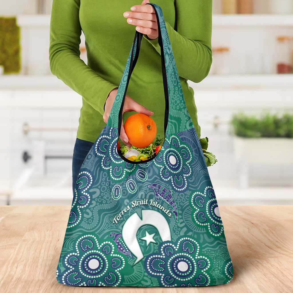 Sea Turtle Torres Strait Islands Grocery Bag Pacific Indigenous Australian Oceanic Dot Art