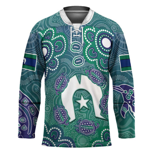 Sea Turtle Torres Strait Islands Hockey Jersey Pacific Indigenous Australian Oceanic Dot Art