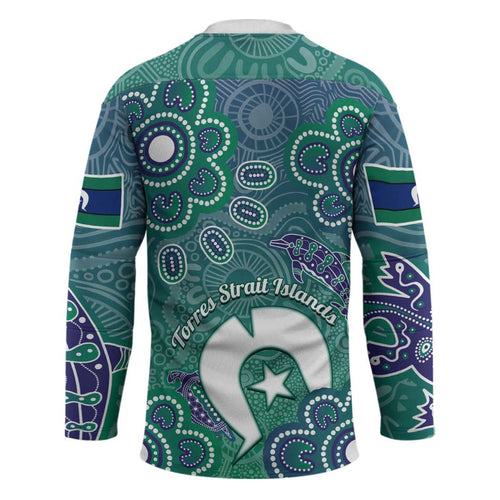 Sea Turtle Torres Strait Islands Hockey Jersey Pacific Indigenous Australian Oceanic Dot Art