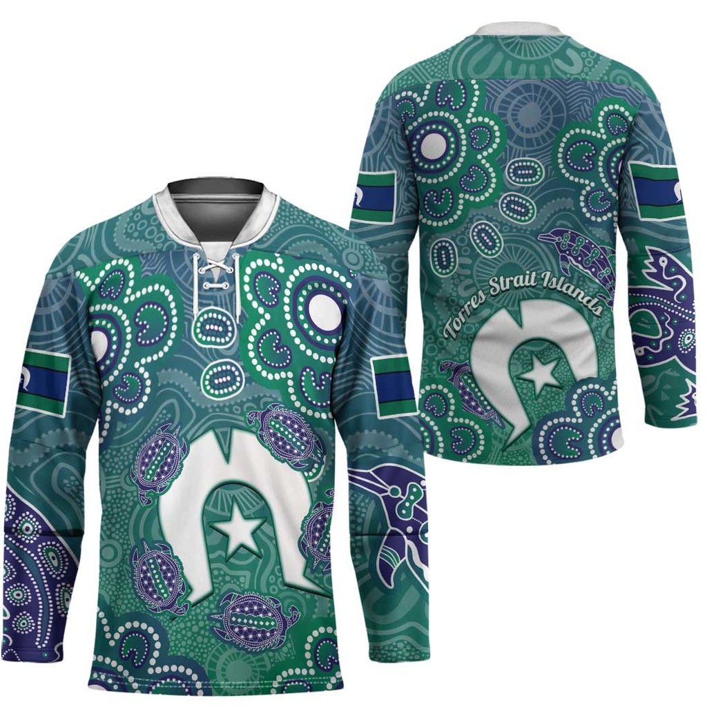 Sea Turtle Torres Strait Islands Hockey Jersey Pacific Indigenous Australian Oceanic Dot Art