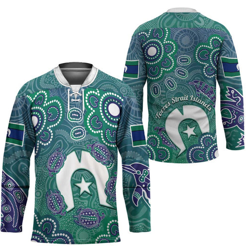 Sea Turtle Torres Strait Islands Hockey Jersey Pacific Indigenous Australian Oceanic Dot Art
