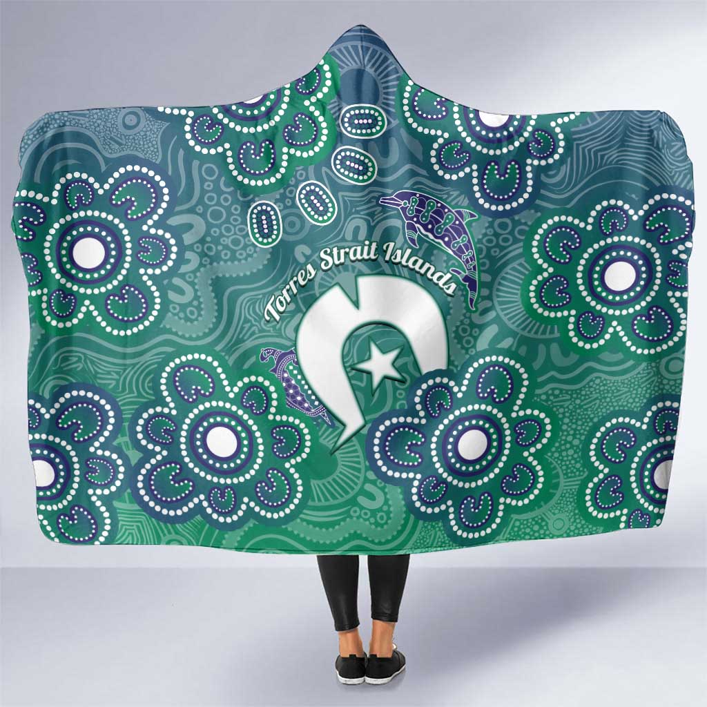Sea Turtle Torres Strait Islands Hooded Blanket Pacific Indigenous Australian Oceanic Dot Art