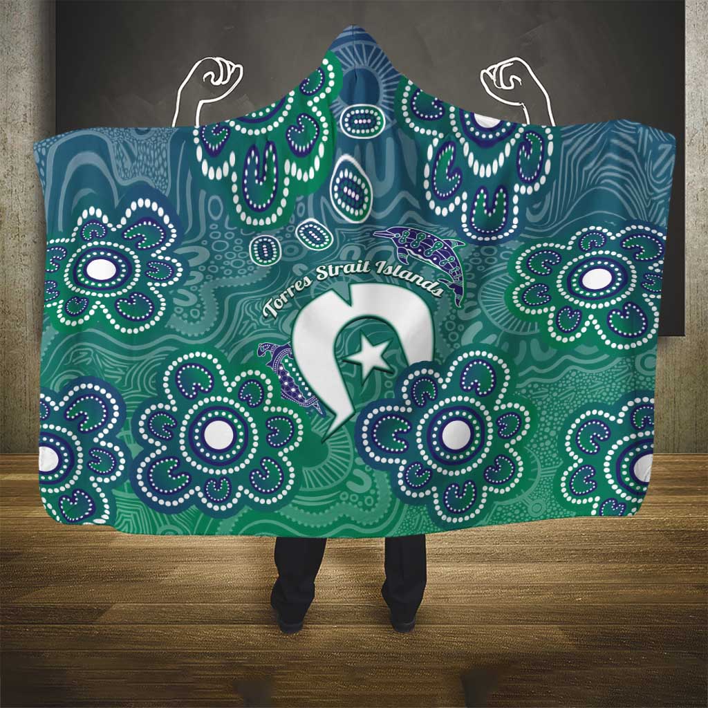 Sea Turtle Torres Strait Islands Hooded Blanket Pacific Indigenous Australian Oceanic Dot Art