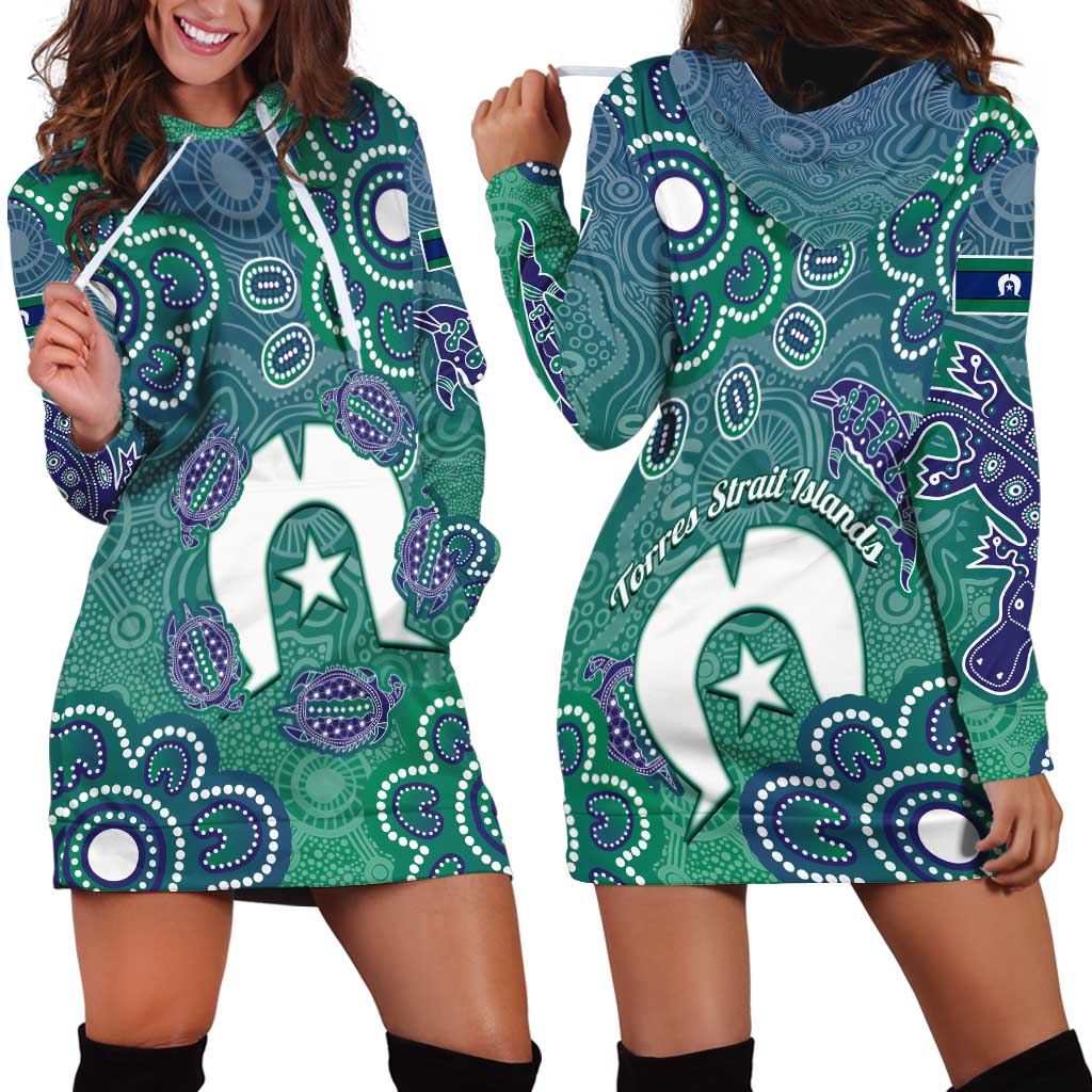 Sea Turtle Torres Strait Islands Hoodie Dress Pacific Indigenous Australian Oceanic Dot Art