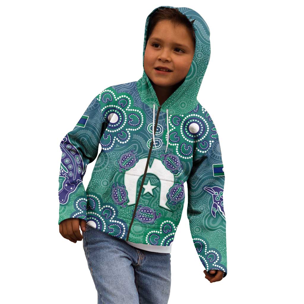 Sea Turtle Torres Strait Islands Kid Hoodie Pacific Indigenous Australian Oceanic Dot Art