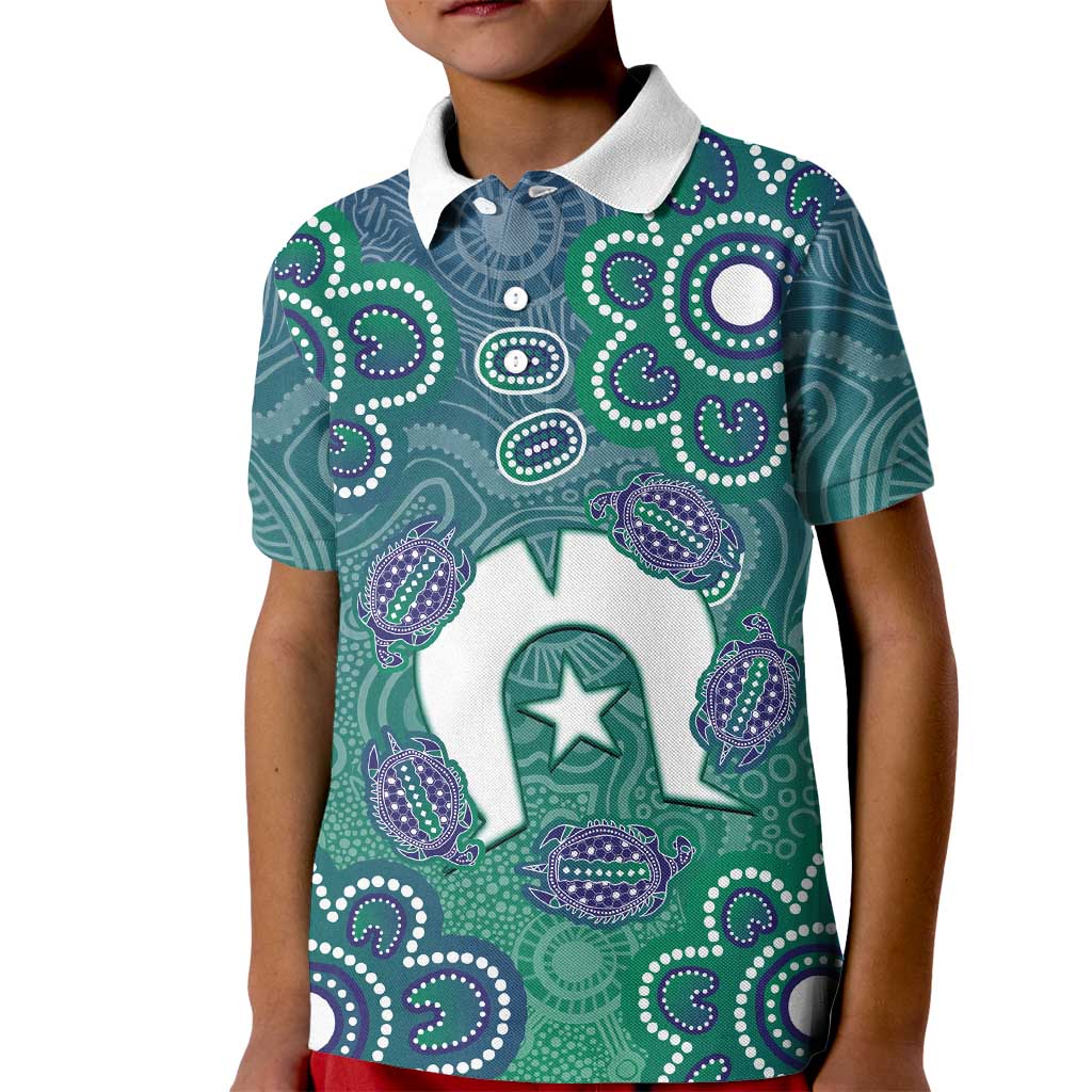 Sea Turtle Torres Strait Islands Kid Polo Shirt Pacific Indigenous Australian Oceanic Dot Art