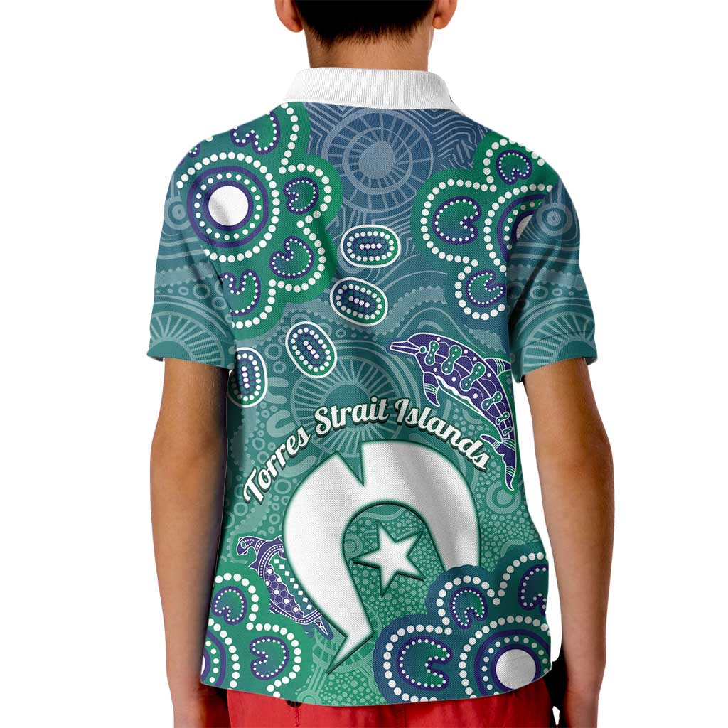 Sea Turtle Torres Strait Islands Kid Polo Shirt Pacific Indigenous Australian Oceanic Dot Art