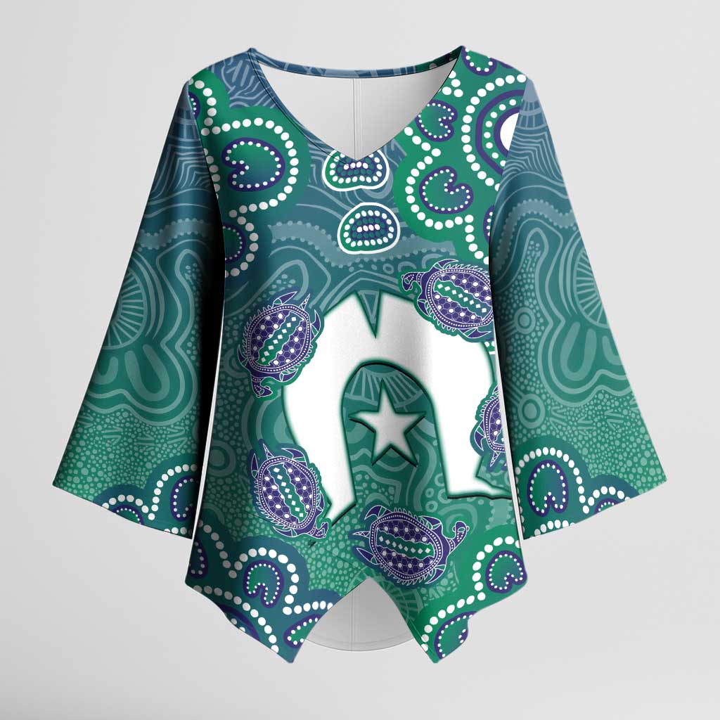 Sea Turtle Torres Strait Islands Kimono Sleeve Blouse Pacific Indigenous Australian Oceanic Dot Art
