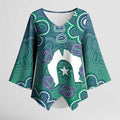 Sea Turtle Torres Strait Islands Kimono Sleeve Blouse Pacific Indigenous Australian Oceanic Dot Art