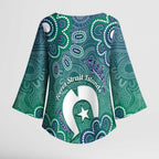 Sea Turtle Torres Strait Islands Kimono Sleeve Blouse Pacific Indigenous Australian Oceanic Dot Art