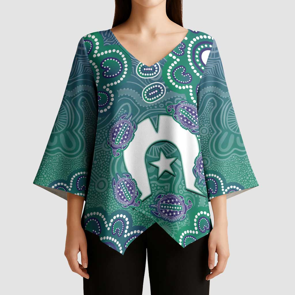 Sea Turtle Torres Strait Islands Kimono Sleeve Blouse Pacific Indigenous Australian Oceanic Dot Art