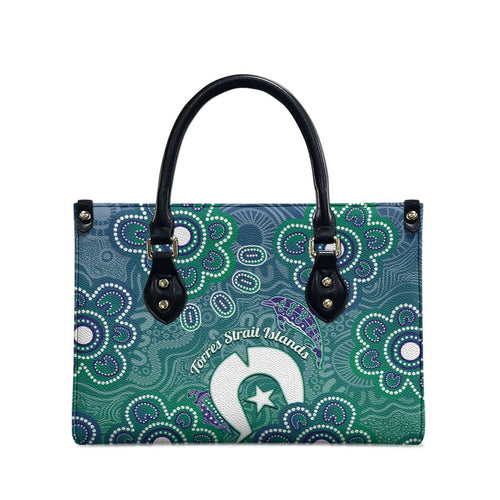 Sea Turtle Torres Strait Islands Leather Bag Pacific Indigenous Australian Oceanic Dot Art