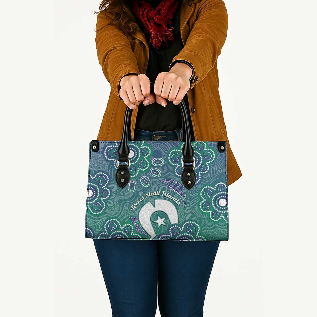 Sea Turtle Torres Strait Islands Leather Bag Pacific Indigenous Australian Oceanic Dot Art