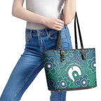 Sea Turtle Torres Strait Islands Leather Tote Bag Pacific Indigenous Australian Oceanic Dot Art