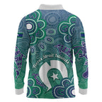 Sea Turtle Torres Strait Islands Long Sleeve Polo Shirt Pacific Indigenous Australian Oceanic Dot Art