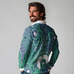 Sea Turtle Torres Strait Islands Long Sleeve Polo Shirt Pacific Indigenous Australian Oceanic Dot Art