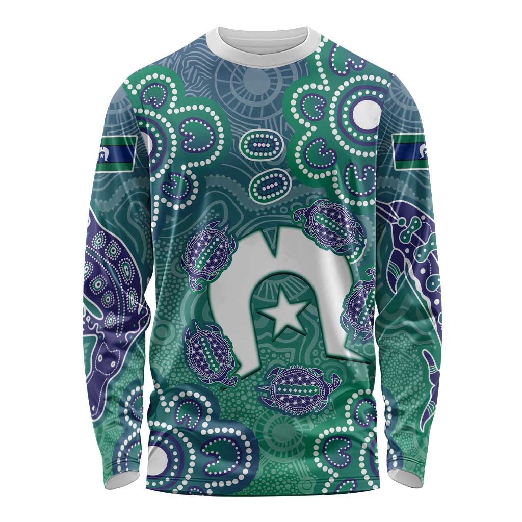 Sea Turtle Torres Strait Islands Long Sleeve Shirt Pacific Indigenous Australian Oceanic Dot Art